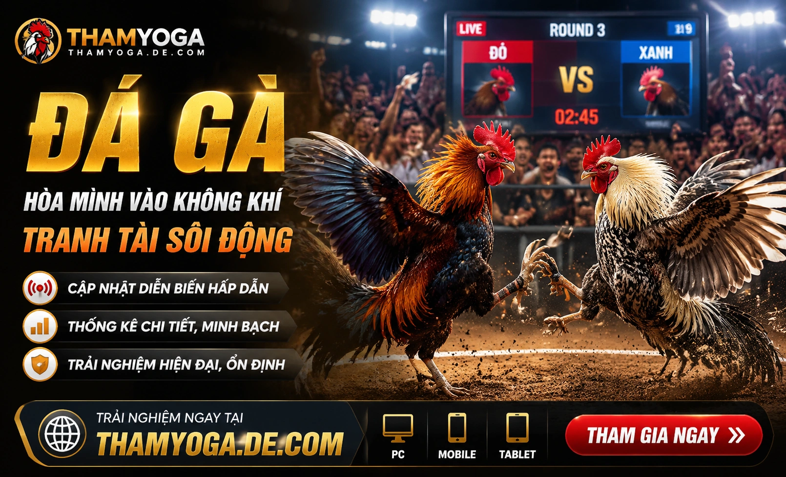 Không gian xem đá gà trực tuyến trên thamyoga.de.com
