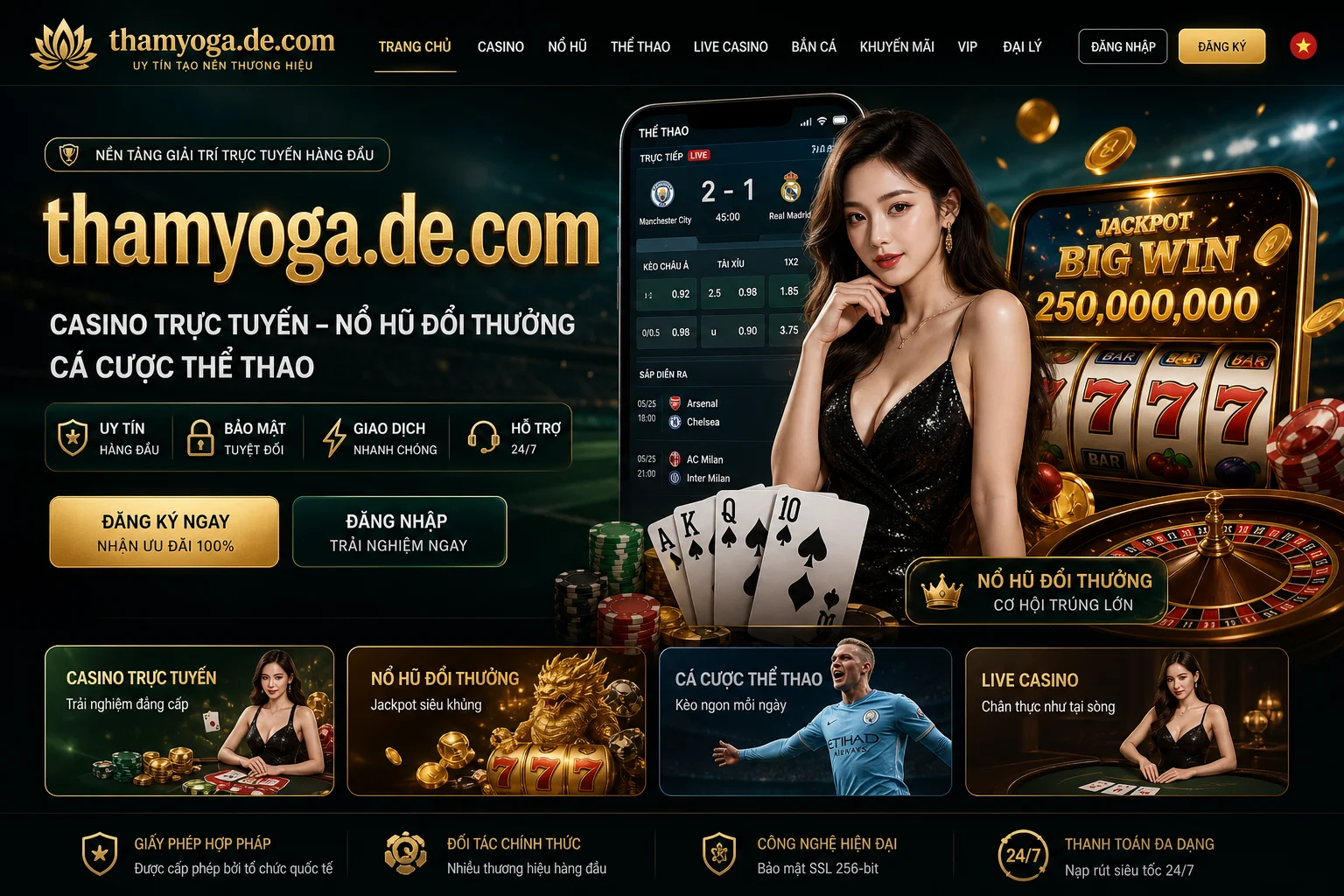 Khu live casino và bàn cược tại thamyoga.de.com